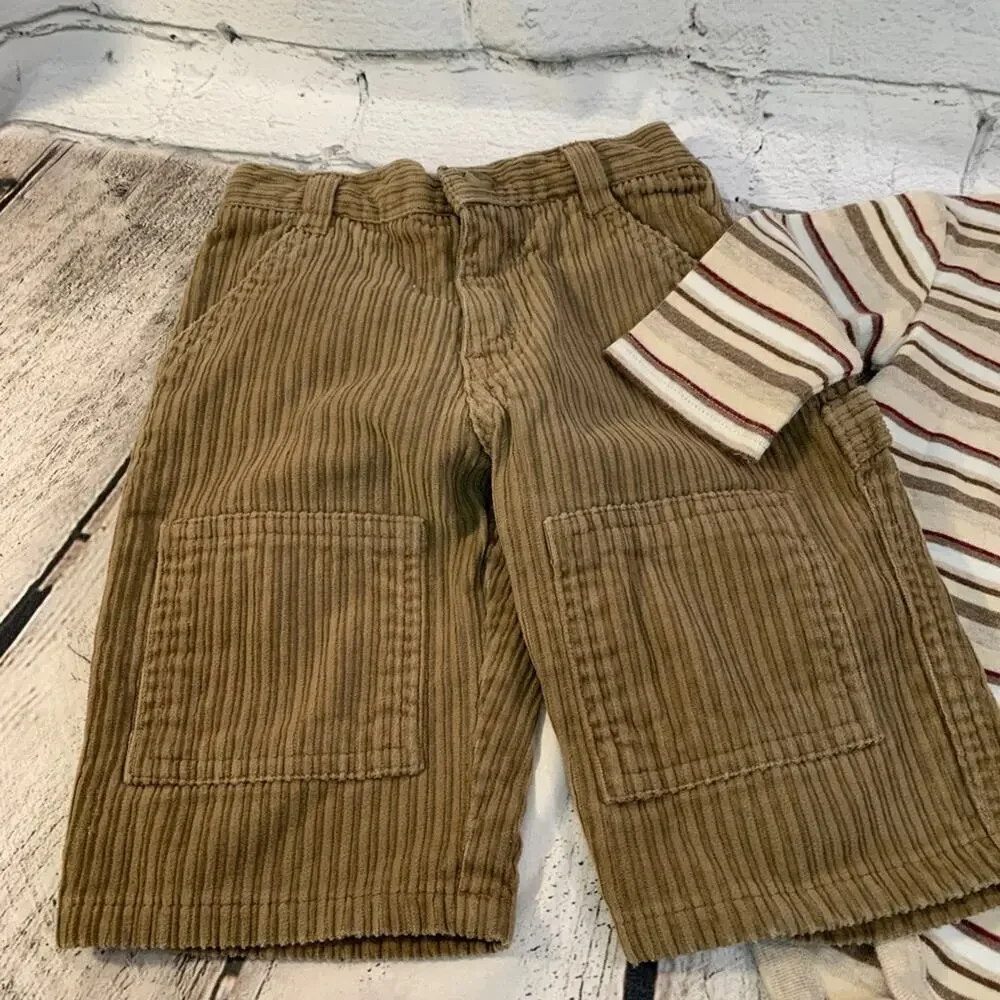 JANIE AND JACK Boy’s 2 Piece Turtleneck Onesie and Corduroy Pants / Size: 3-6 Mo